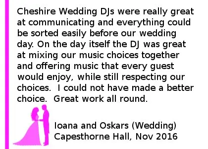 DJ Review Capesthorne Wedding